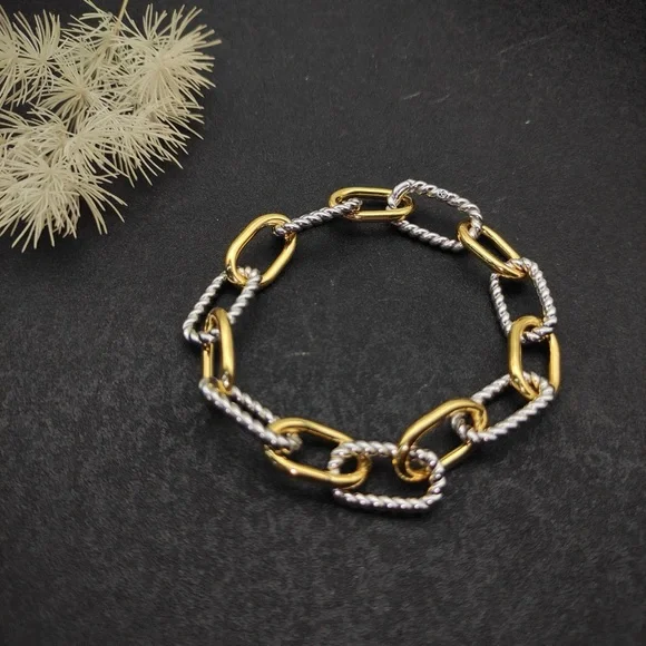 David Yurman Gold and Silver Mixed-Metal Link Bracelet - Picture 5 of 7